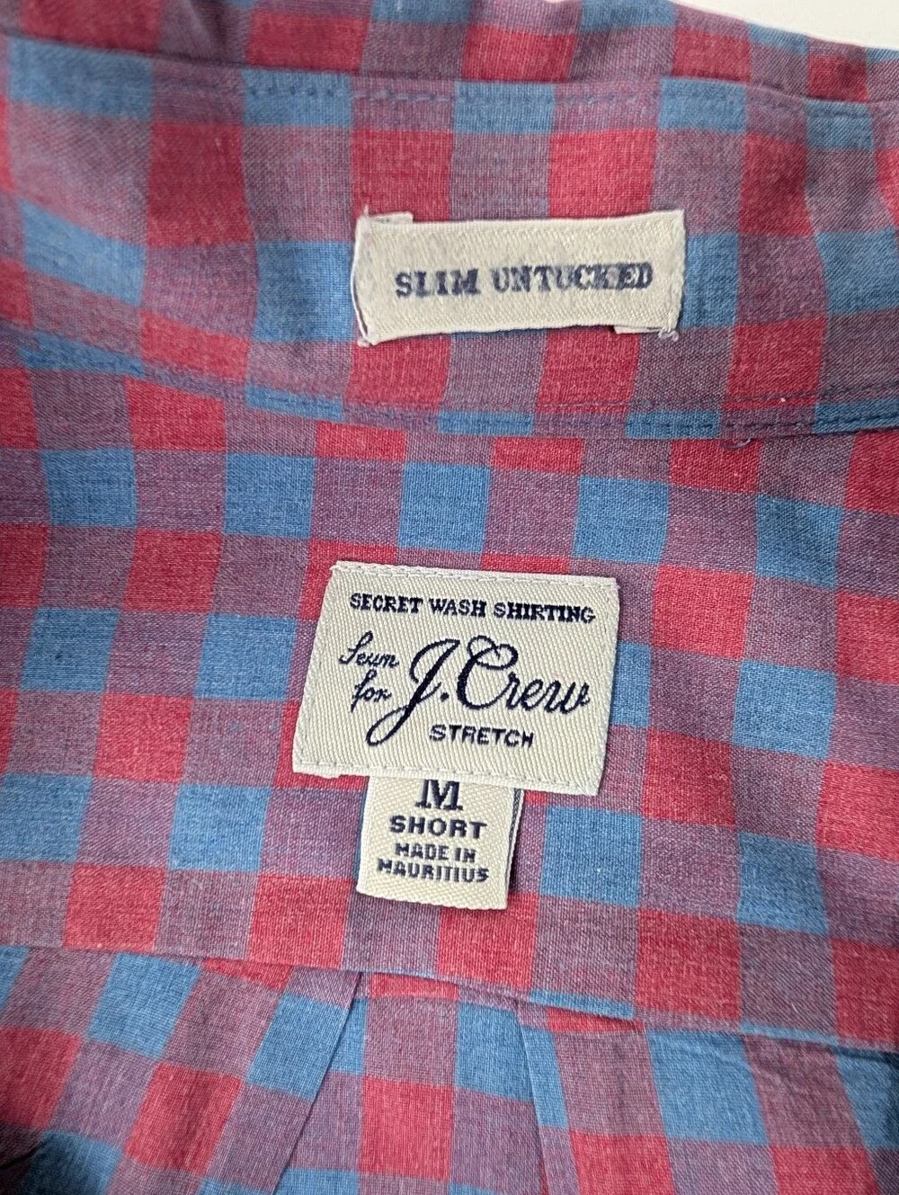 J. Crew Blue and Pink Check Button-Down Shirt